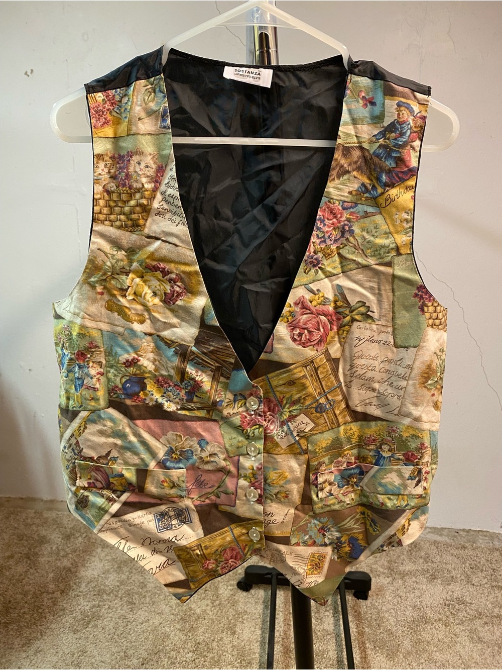 Sostanza Postcard Floral Kitten Printed Vest